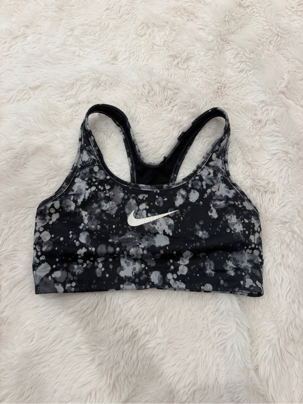 Nike Black Sports Bra with Gray Splash Print
